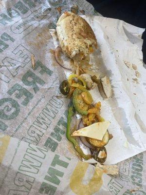 His sandwich that had all the stuff spill out