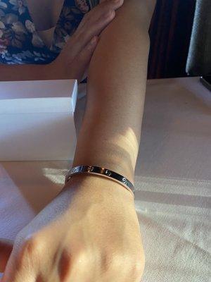 Wife loves Love bracelet. Thank you for your friendly and helpful service.