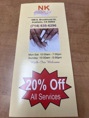 Grand opening 20% off for all services