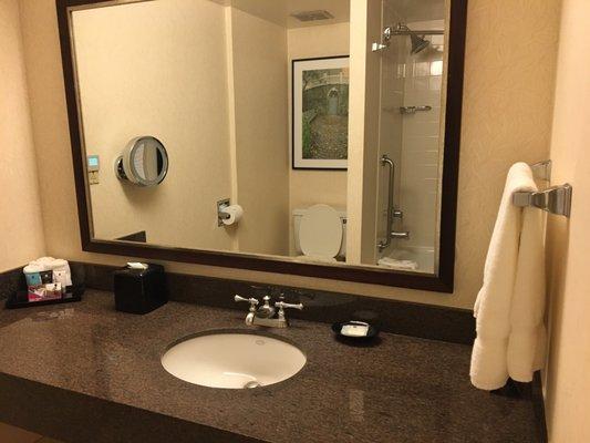 What I like about hotels are managed bathroom...