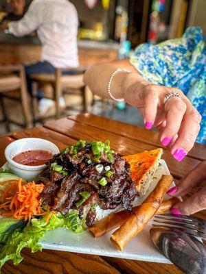 Grilled pork broken rice