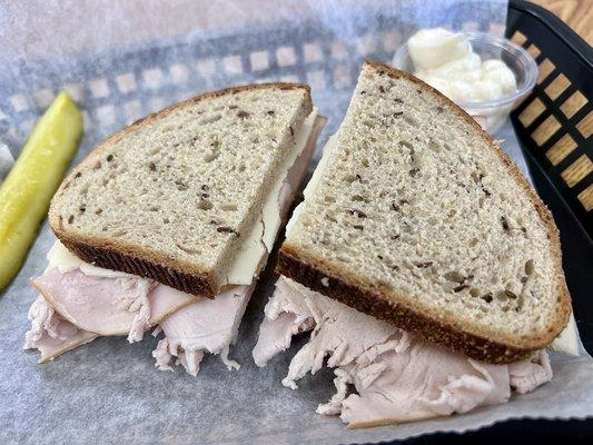 Turkey and aged sharp provolone on rye