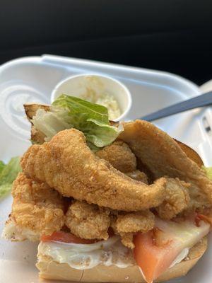 Catfish and shrimp po boy