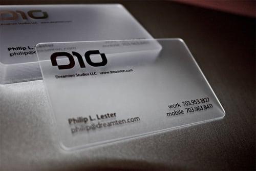 Frosted plastic business cards