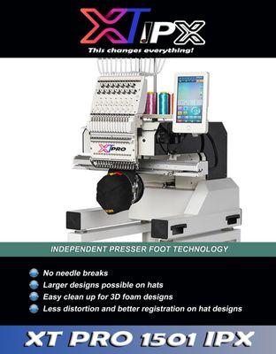 Introducing the all new XT Pro 1501 IPX! The new independent Presser Foot Control system is a game changer when it sews hats!