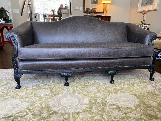 Leather Camel Back Sofa