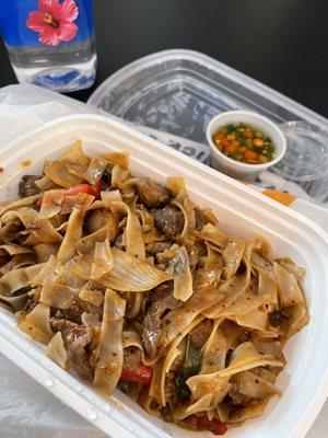 Thai drunken noodles with beef