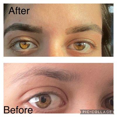 Before and after eyebrow threading and tinting