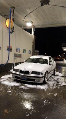 My car after using the foam brush/soap and a rinse.