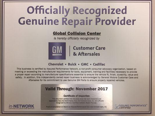 We are: Certified Volvo Collision, Certified Kia Collision, Certified Honda Collision, Certified GM Collision, Certified Hyundai Collision