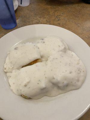 Biscuits and Biscuits & Sausage Gravy (although I wish there would have been more sausage and not cold)