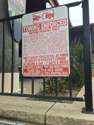 Towing enforced sign