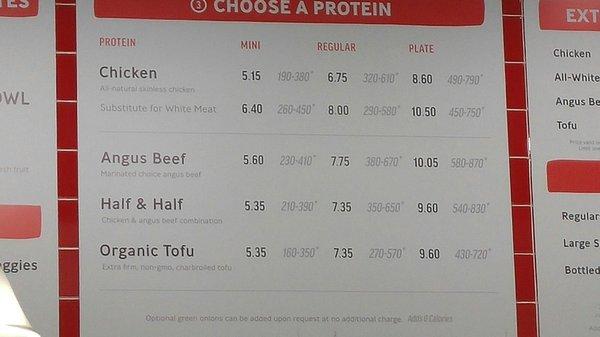 Three types of protein available: including your vegan people.