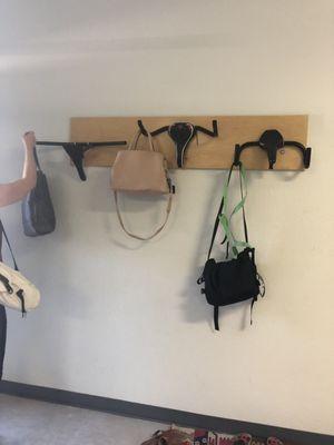 When you walk in you just hang your bag on these cute horns on the wall!!