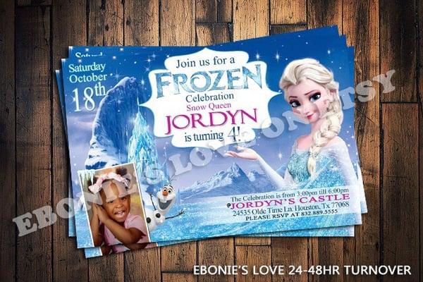 Custom Digital frozen invites $5