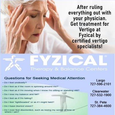 Suffering from vertigo is optional! Call us today to get the best treatment!