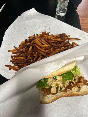 Shrimp Po Boy Sub & fries