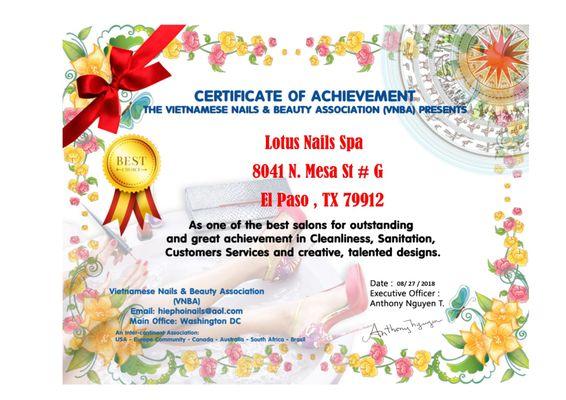 Congratulations Lotus Nails Spa , one of the Top Best Salons !