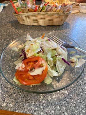 Side salad with blue cheese dressing