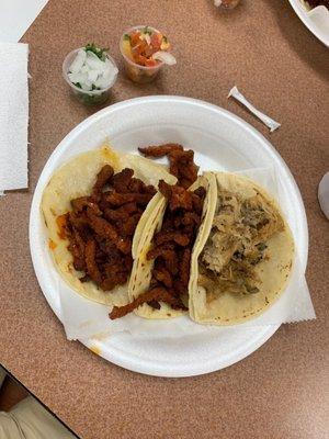 Pastor tacos with one carnitas