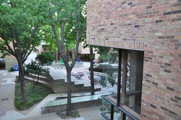 Balcony view overlooking the Commons Courtyard.