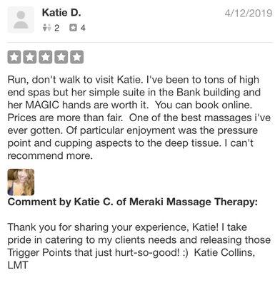 5 star review on Yelp that was "not recommended"