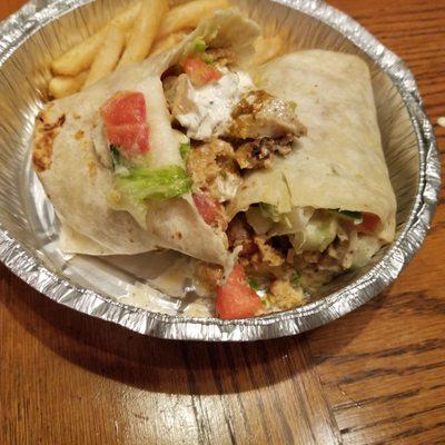 Chicken Shawarma Gyro.   Comes with fries.  Excellent!