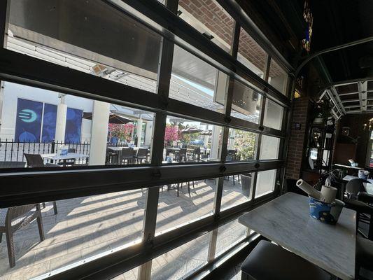 View from indoor space to patio