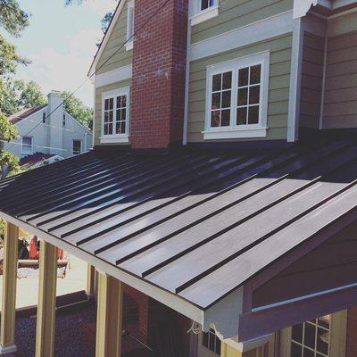 Huge metal porch, adds some incredible curb appeal to this home in the West End of Richmond, Va.