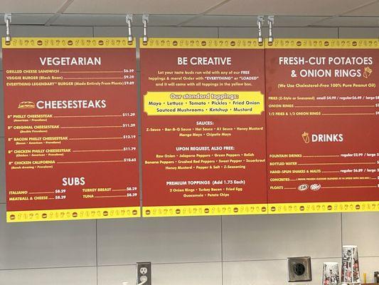 Food Menu (Includes cheesesteaks, subs, fries, etc)