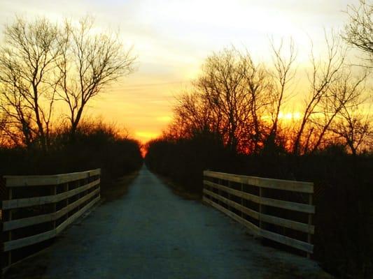 Sunset on a walking path in Walworth County.