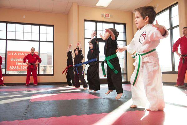 Children practicing karate at our eight locations throughout Minnesota: Maple Grove, Elk River, Monticello, Buffalo, Waconia,...