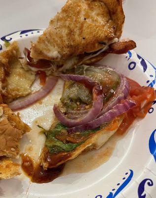 Soaked, soggy bread and sandwich garnishes