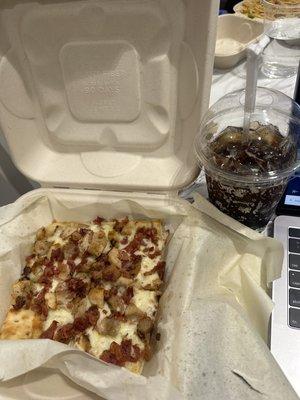 Chicken bacon ranch flatbread and coke