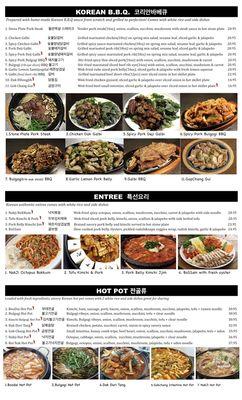 Korean Kitchen Menu Nov 2020