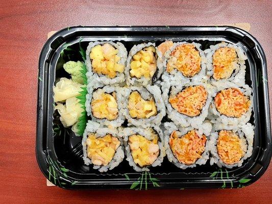 Spicy Crab Roll and Spicy Mango Shrimp Roll (takeout)