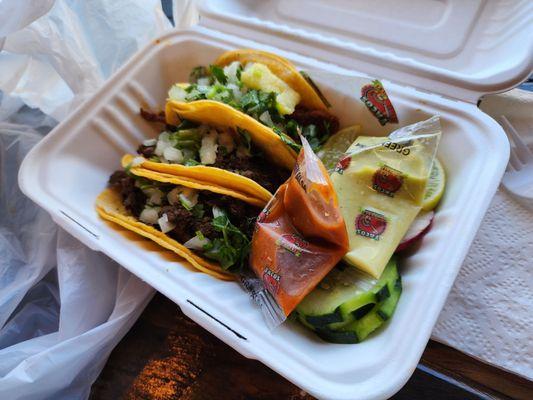 2 Carne Asada and Al Pastor Tacos