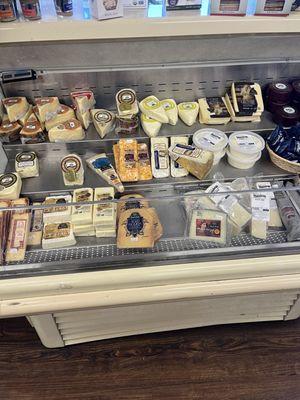 One cheese case. They have other cheeses too and a deli counter.