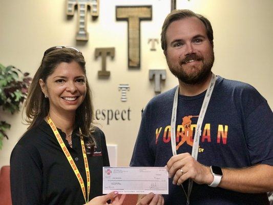 AFC Urgent Care Richmond "Gave Back" more than $1000 to local area schools including the Travis High School Band!