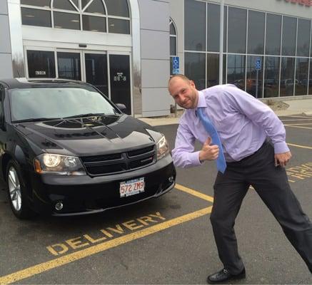 Our new 2014 Dodge Avengers SXT and Donovan Shore, our salesman.