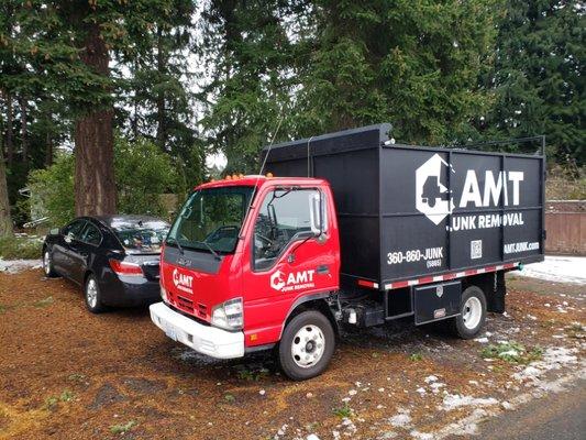 This is our truck! It holds 480 ft³ worth of junk. That's way more than most competitors.