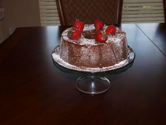 Don't forget that chocolate cake  with fresh strawberries