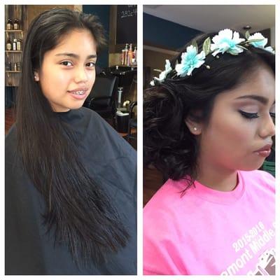 Hair and makeup for Quinceañera pictures!!!