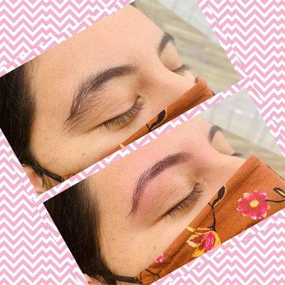 Eyebrows threading before and after