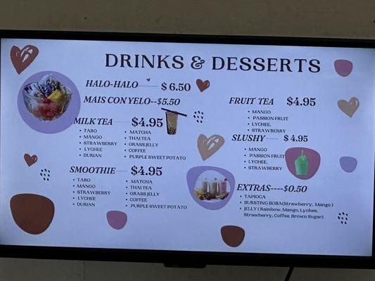 Dessert menu