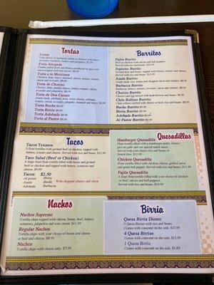 menu