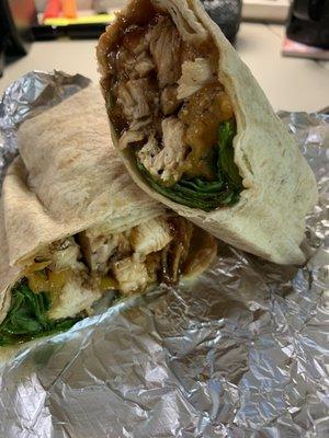 BBQ chicken wrap with honey wheat