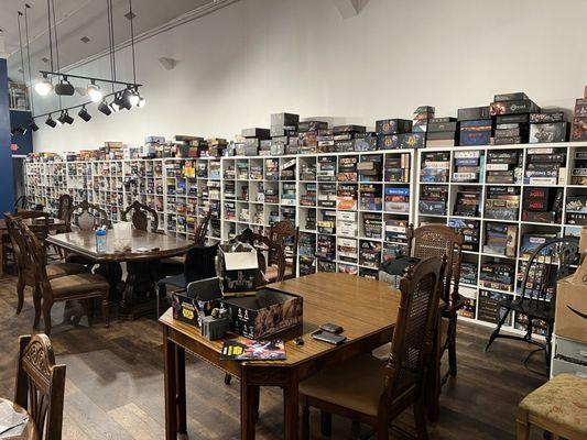 Extensive board game rental library.