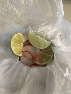 Limes and radishes with delivery