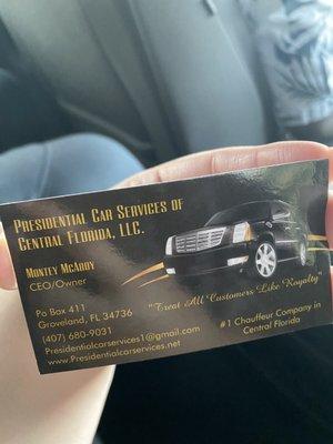 His business card